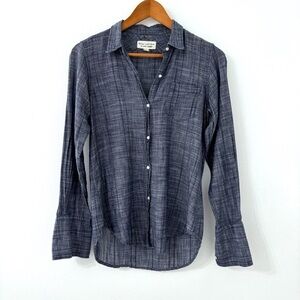 Nili Lotan Chambray Woven Button Down Cotton Long Sleeve Top Shirt XS